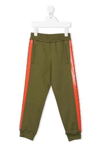 Balmain Kids side logo stripe track pants - Verde