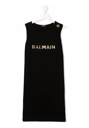 Balmain Kids TEEN logo-print sleeveless dress - Nero