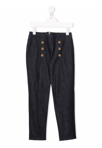 Balmain Kids double-breasted button trousers - Blu