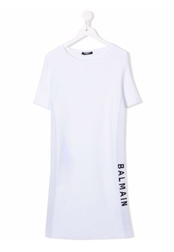 Balmain Kids TEEN logo-tape T-shirt dress - Bianco