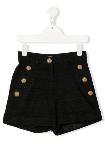 Balmain Kids high-waisted mini shorts - Nero