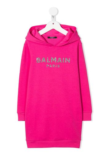 Balmain Kids Abito modello felpa con cappuccio - Rosa