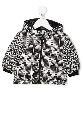 Balmain Kids monogram-print hooded padded jacket - Nero