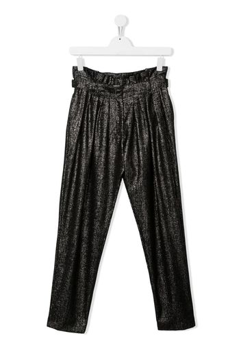 Balmain Kids metallic-finish belted trousers - Nero