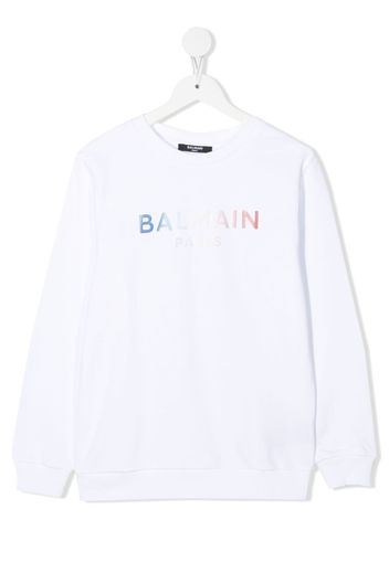 Balmain Kids logo-print crew neck sweatshirt - Bianco