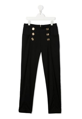 Balmain Kids TEEN decorative-buttons two-pocket trousers - Nero