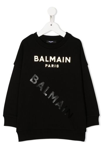 Balmain Kids logo-print crew neck sweatshirt - Nero