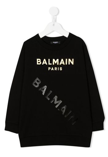 Balmain Kids logo-print cotton sweatshirt - Nero