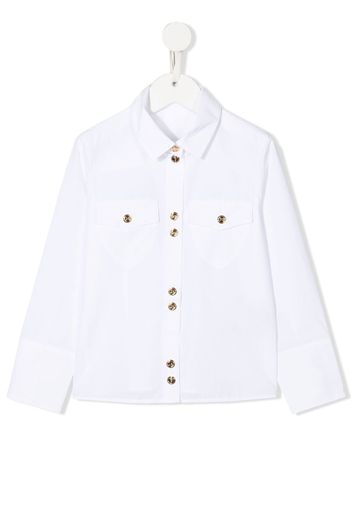 Balmain Kids embossed-button long-sleeve shirt - Bianco