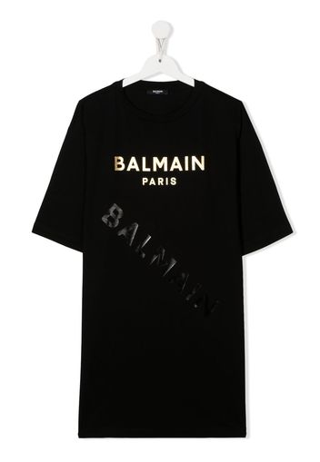 Balmain Kids Abito modello T-shirt con stampa - Nero