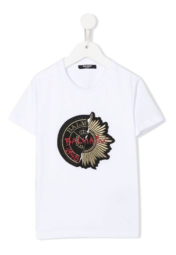 Balmain Kids logo-patch short-sleeve T-shirt - Bianco