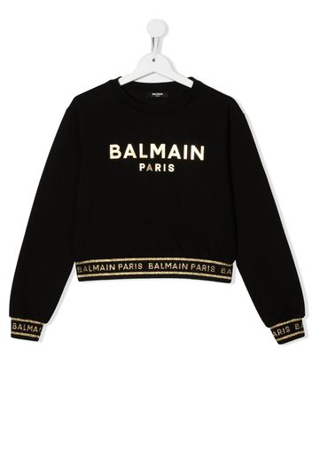 Balmain Kids TEEN metallic-logo sweatshirt - Nero