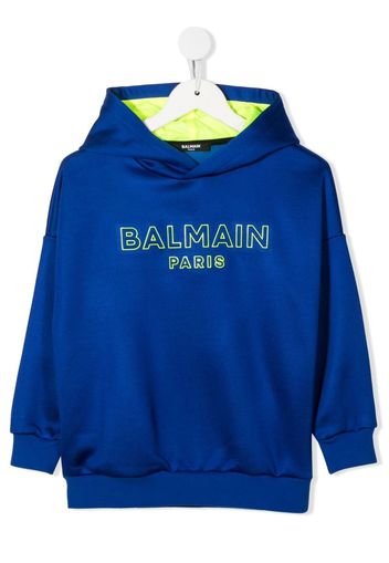 Balmain Kids embroidered-logo hoodie - Blu