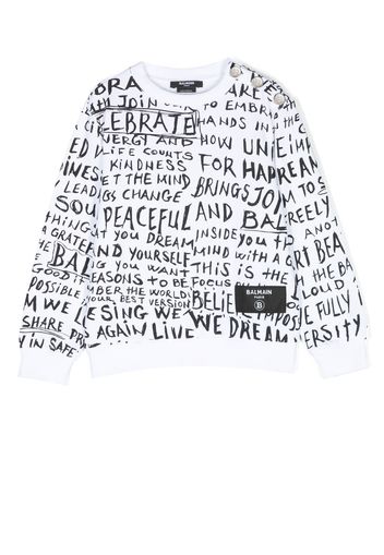 Balmain Kids cotton graphic-print T-shirt - Bianco