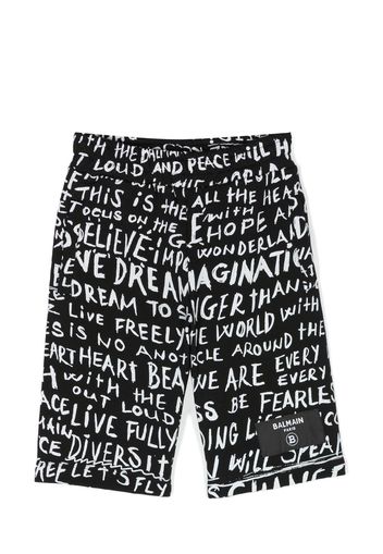 Balmain Kids cotton graphic-print shorts - Nero