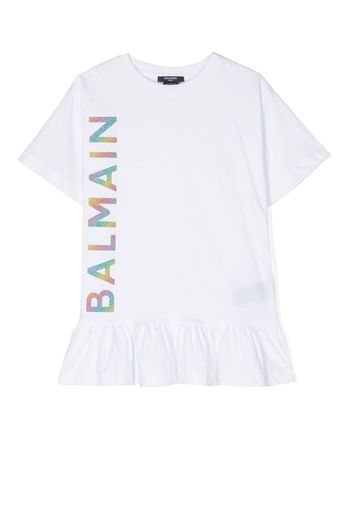 Balmain Kids logo-print T-shirt dress - Bianco