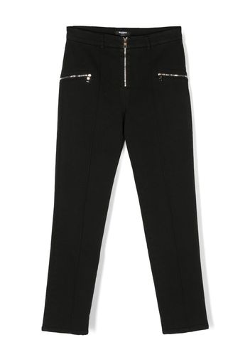 Balmain Kids high-waisted straight-leg trousers - Nero