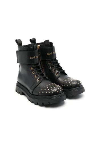 Balmain Kids stud-embellished lace-up boots - Nero