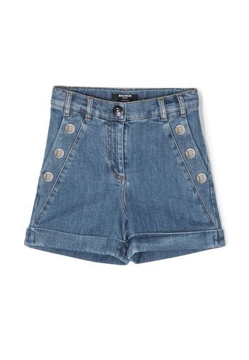 Balmain Kids double-buttoned denim shorts - Blu