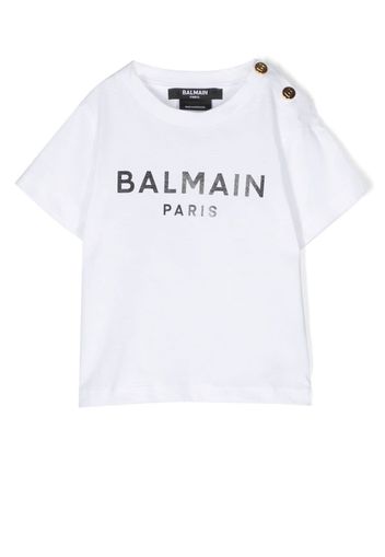 Balmain Kids logo-print short-sleeve T-shirt - Bianco