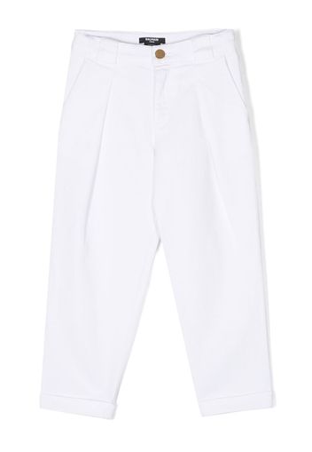 Balmain Kids pleat-detail straight-leg trousers - Bianco