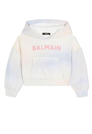 Balmain Kids tie-dye logo-print hoodie - Toni neutri