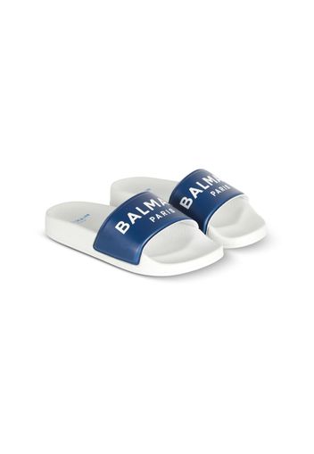 Balmain Kids logo-print slides - Bianco