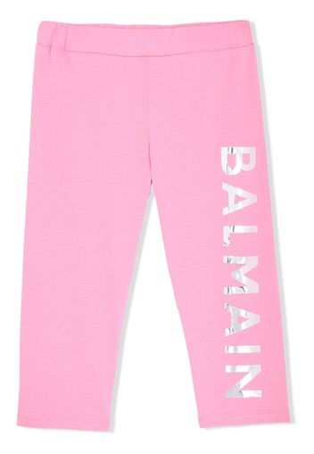 Balmain Kids logo-print jersey leggings - Rosa