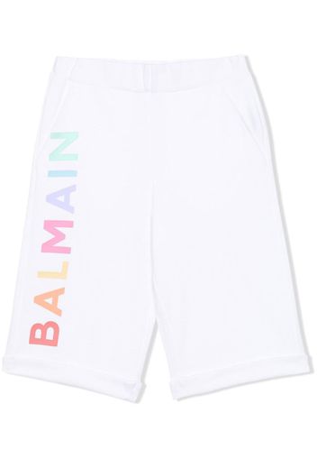 Balmain Kids logo-print jersey shorts - Bianco