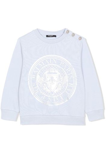 Balmain Kids logo-print cotton sweatshirt - Blu