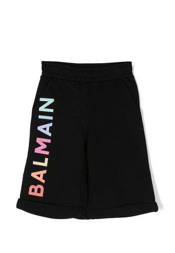 Balmain Kids logo-print track shorts - Nero