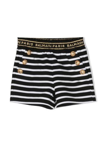Balmain Kids logo-embellished striped shorts - Nero