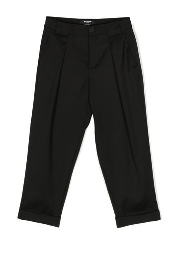 Balmain Kids logo-patch straight-leg trousers - Nero