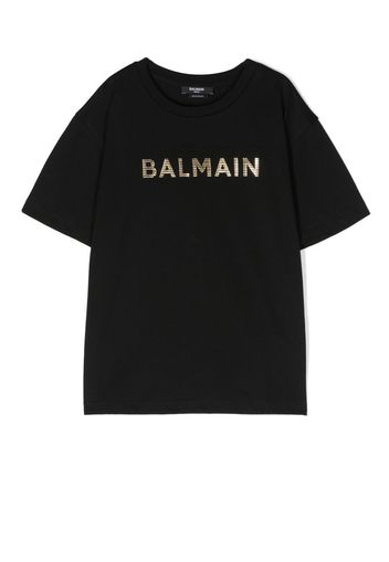 Balmain Kids logo-print short-sleeve T-shirt - Nero