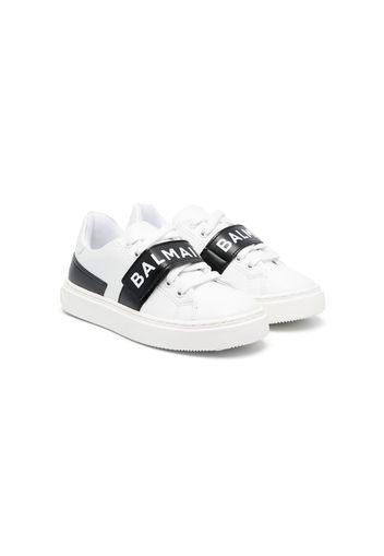 Balmain Kids logo-print lace-up sneakers - Bianco