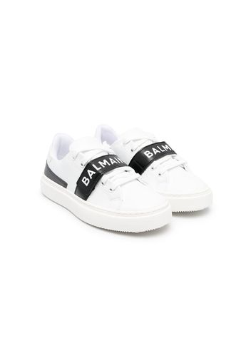 Balmain Kids logo-print low-top sneakers - Bianco