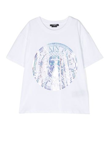 Balmain Kids logo-print short-sleeved T-shirt - Bianco