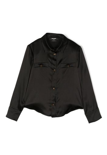 Balmain Kids plain silk shirt - Nero