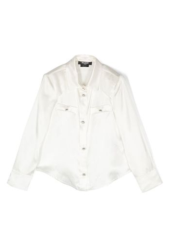 Balmain Kids button-embellishment silk-satin shirt - Bianco
