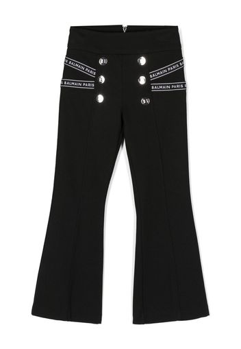 Balmain Kids logo-print strap flared leggings - Nero