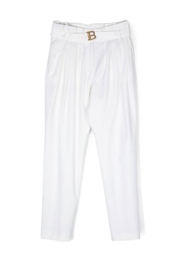 Balmain Kids pleat-detail wool trousers - Bianco