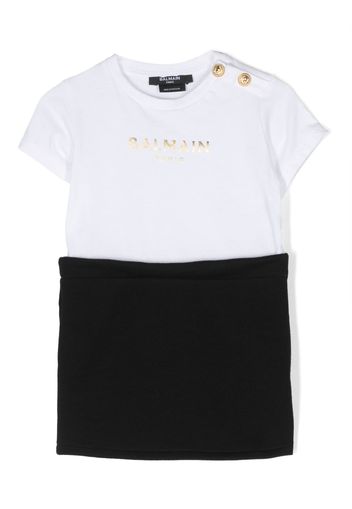 Balmain Kids embroidered-logo embossed buttons shorties - Nero