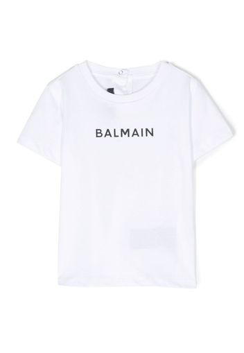 Balmain Kids logo-flocked cotton T-shirt - Bianco