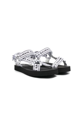 Balmain Kids logo-print touch-strap sandals - Bianco