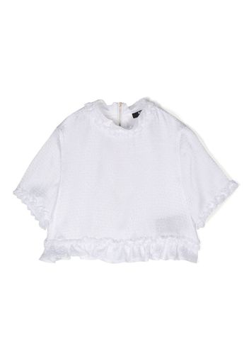 Balmain Kids logo-print cropped T-shirt - Bianco