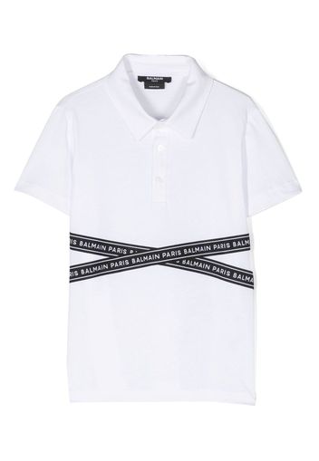 Balmain Kids logo-print polo shirt - Bianco