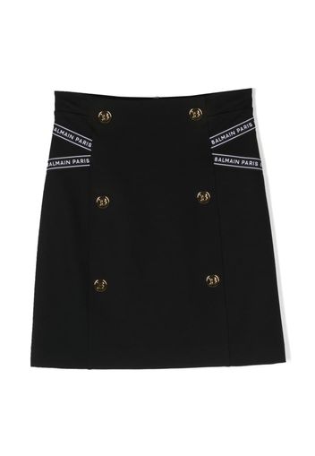 Balmain Kids logo-print strap mini skirt - Nero