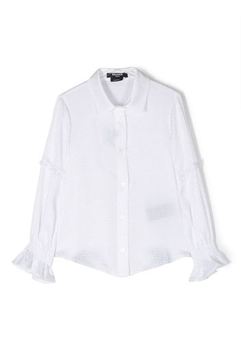 Balmain Kids monogram-jacquard longsleeved shirt - Bianco