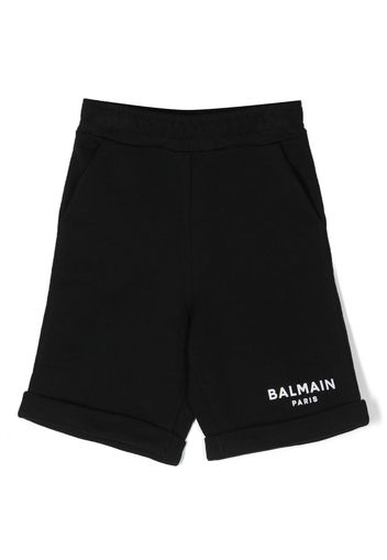 Balmain Kids logo-print cotton shorts - Nero