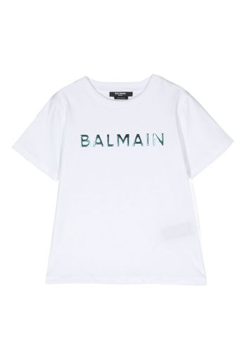 Balmain Kids raised logo cotton T-shirt - Bianco